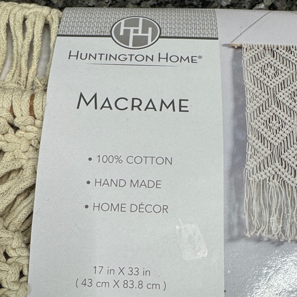 Huntington Home Cream Macrame Decor NWT - Picture 3 of 7
